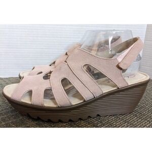 Skechers Women's Light Pink Wedge Sandals 9M Adjustable Slingback Memory Foam‎